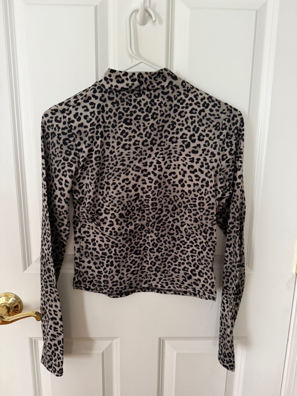 Leopard Print Long Sleeve Top in Taupe and Black